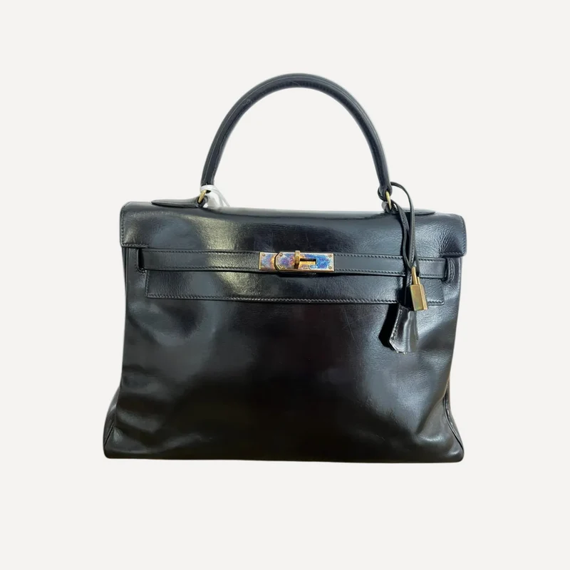 Hermes Vintage Kelly 32 Box Leder Schwarz 1945
