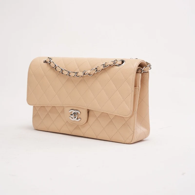 Chanel Medium Classic Double Flap Bag Caviar Beige 2011