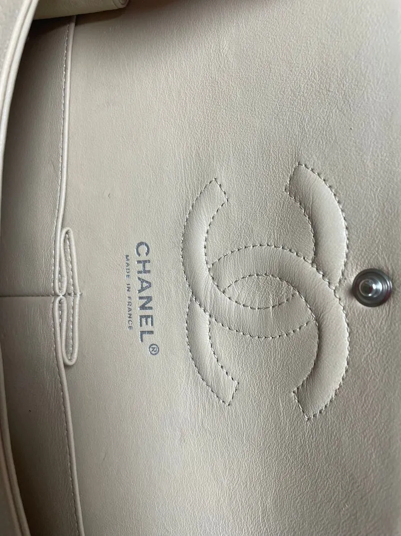 Chanel Medium Classic Double Flap Bag Caviar Beige 2011