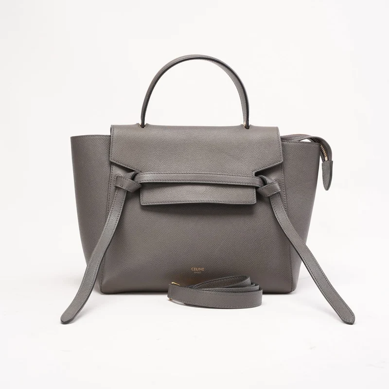 Celine Nano Gürteltasche in Grau aus genarbtem Kalbsleder 2019