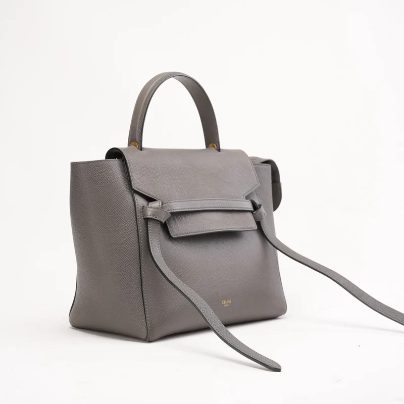 Celine Nano Gürteltasche in Grau aus genarbtem Kalbsleder 2019