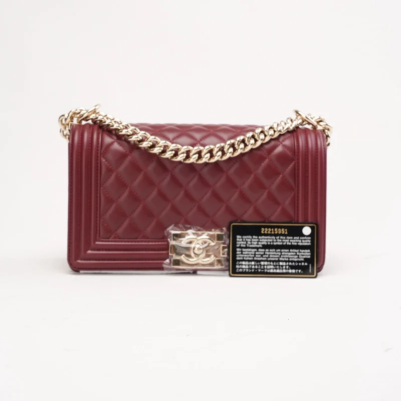 Chanel Medium Boy Flap aus Lammleder, Burgunderrot, 2016