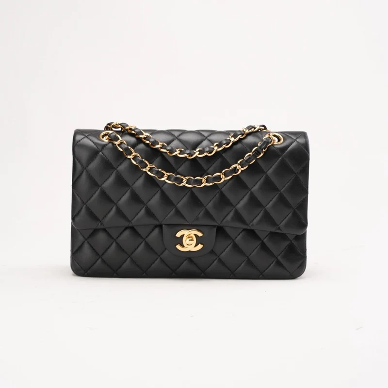 Chanel Classic Medium Double Flap Lammleder Schwarz 2020