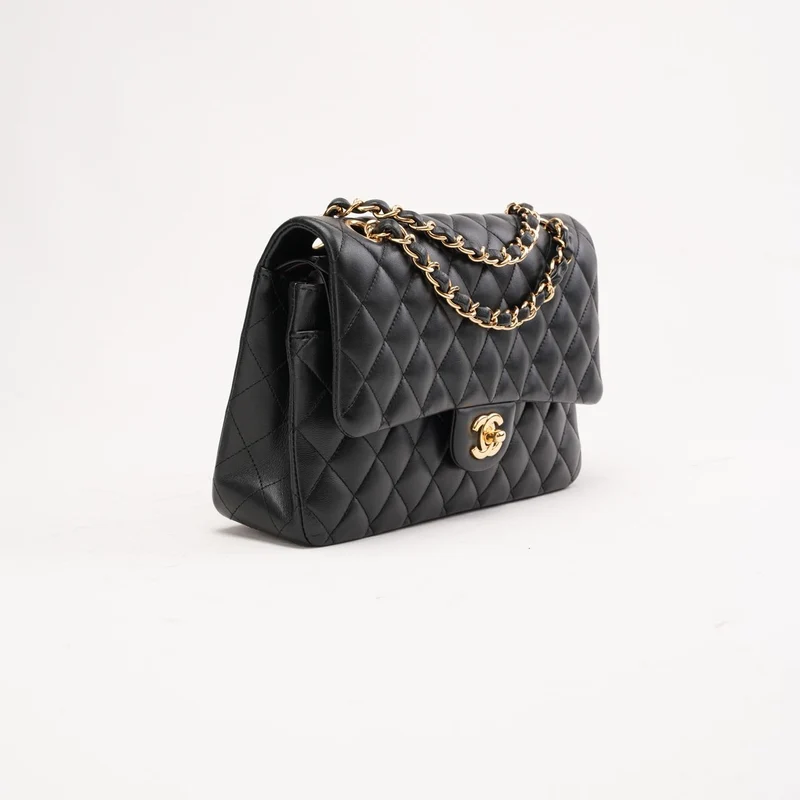 Chanel Classic Medium Double Flap Lammleder Schwarz 2020