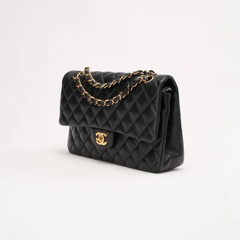Chanel Classic Medium Double Flap Lammleder Schwarz 2020