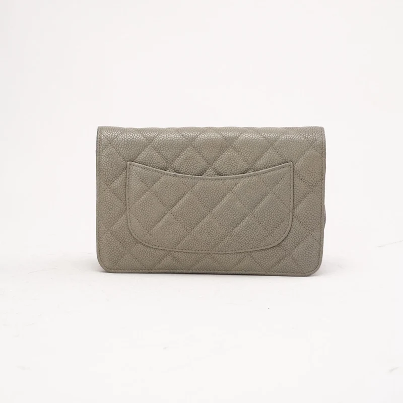 Chanel Grey Caviar Classic Wallet On Chain WOC Silber 2012