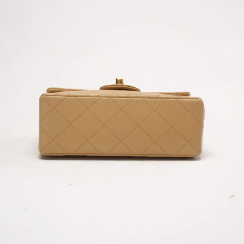 Chanel Vintage Mini Square Classic Flap Bag, Lammbeige, 1991