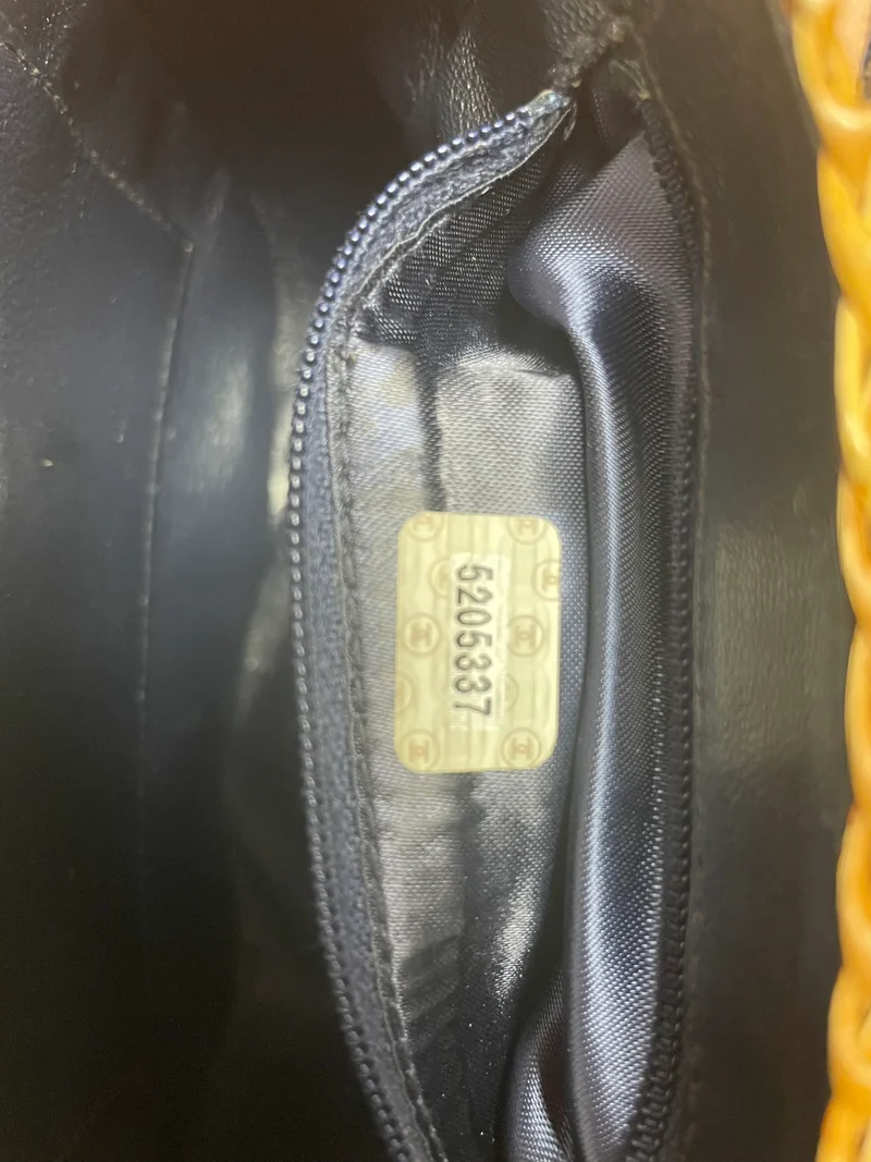 Chanel Vintage Korbtasche aus blauem Denim und Rattan, 1999
