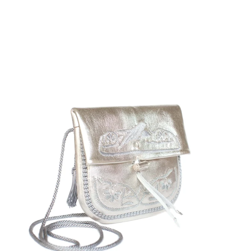 Bestickte Mini Berber Umhängetasche aus Leder