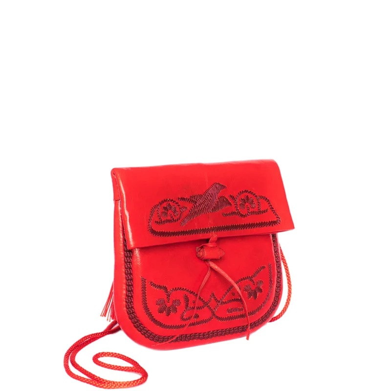 Bestickte Mini Berber Umhängetasche aus Leder