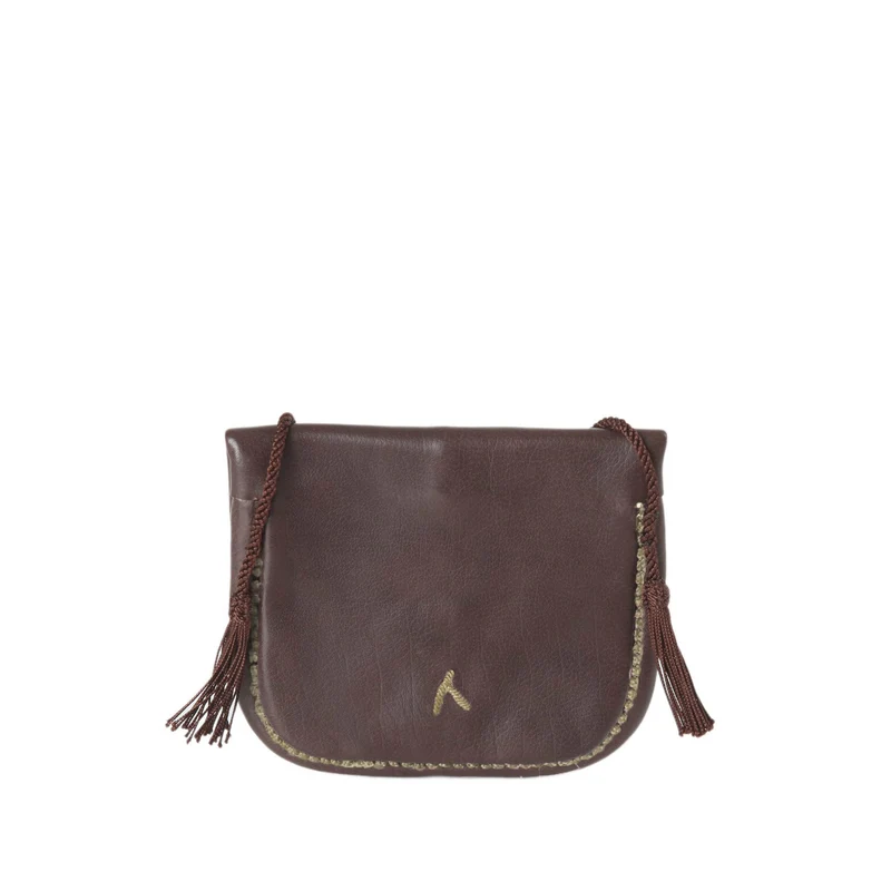Bestickte Mini Berber Umhängetasche aus Leder