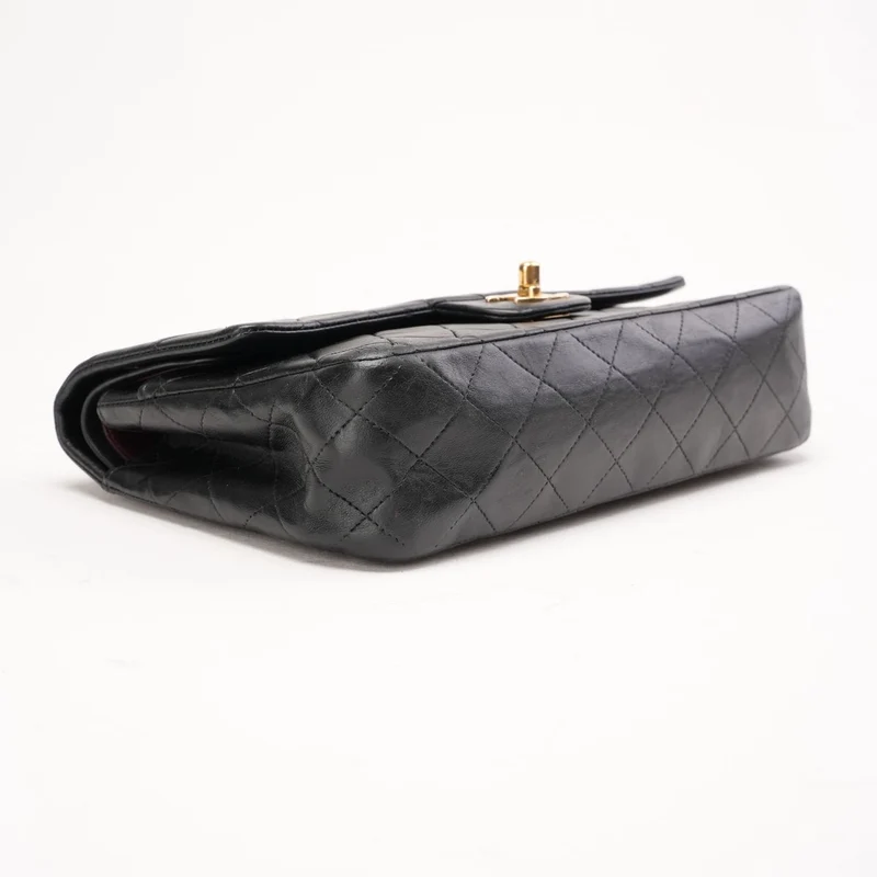 Chanel Vintage Lammleder Medium Classic Double Flap Bag Schwarz 2003