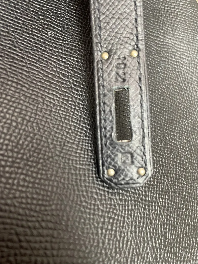 Hermès Birkin 35 aus schwarzem Epsom-Holz mit Palladium-Beschlägen, K-Square-Design, 2007