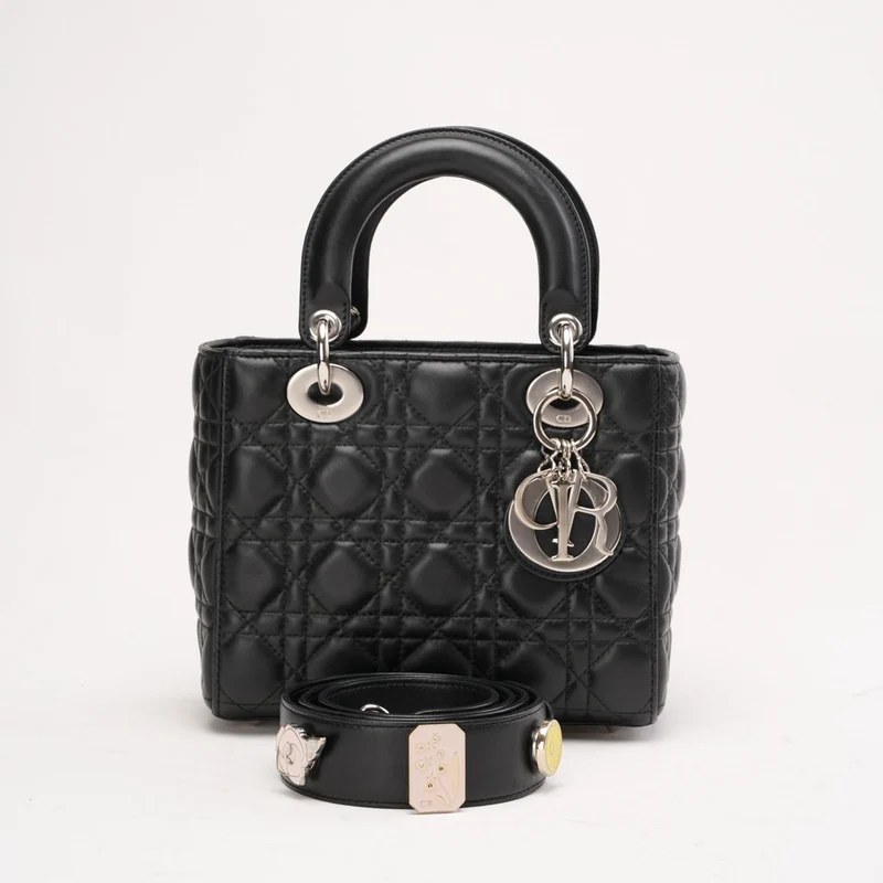 Christian Dior Kleine Lady Dior Tasche aus Lammleder, Schwarz, 2017