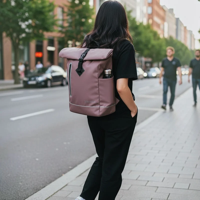 Travelite Basics Rollup Rucksack aus Plane 48 cm -Blush