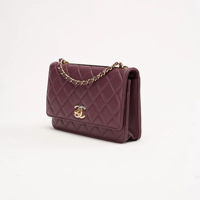 Chanel Trendy CC WOC Lammleder Burgunderrot