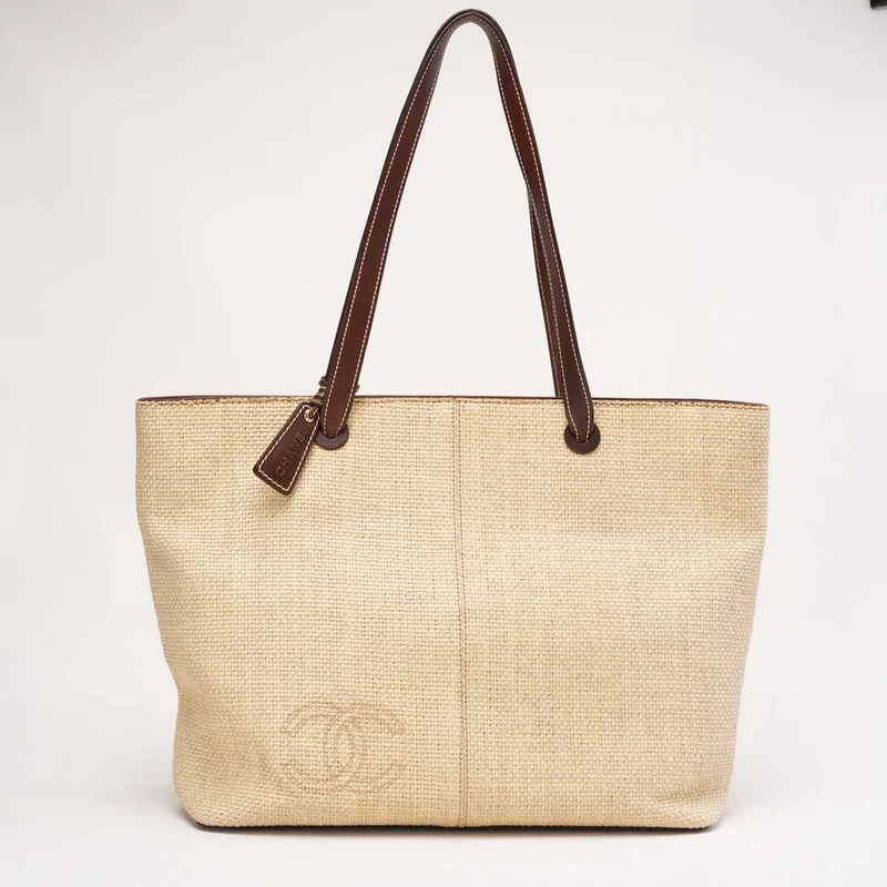 Chanel Vintage CC Logo Basttasche aus Stroh, 1999