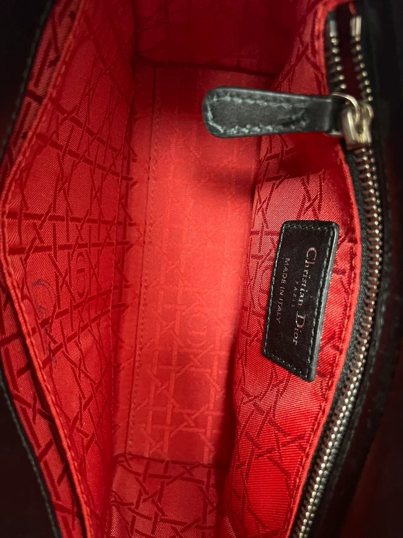 Christian Dior Schwarze kleine Lady Dior Tasche aus Cannage-Lammleder 2016