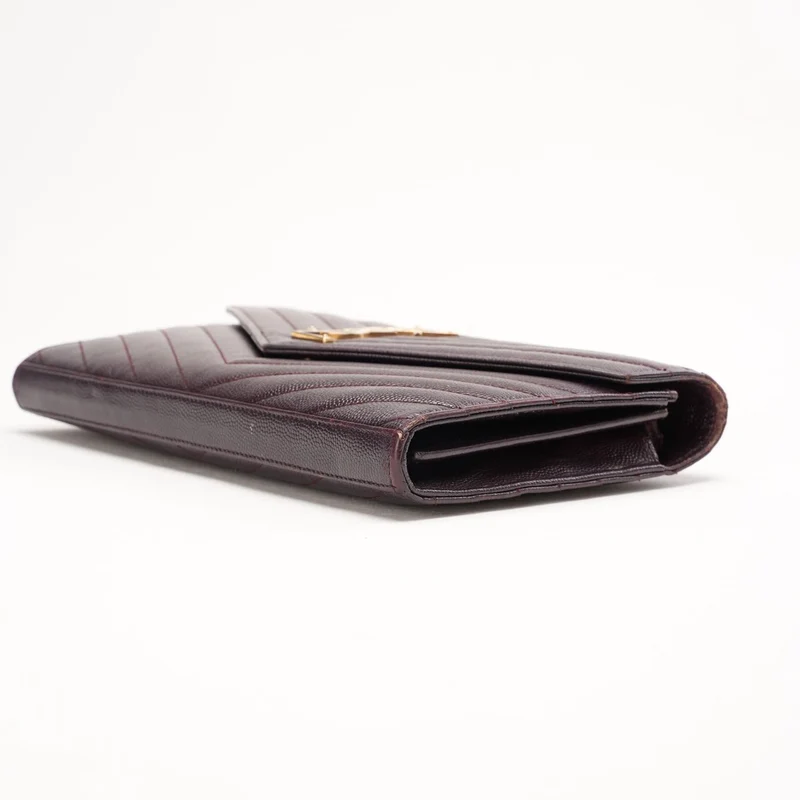 Saint Laurent Burgundy Monogram Envelope Medium Wallet on Chain 2014