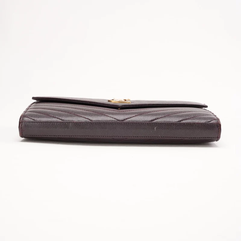 Saint Laurent Burgundy Monogram Envelope Medium Wallet on Chain 2014