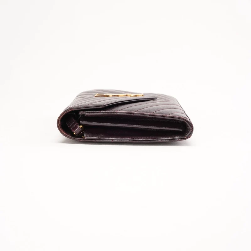 Saint Laurent Burgundy Monogram Envelope Medium Wallet on Chain 2014