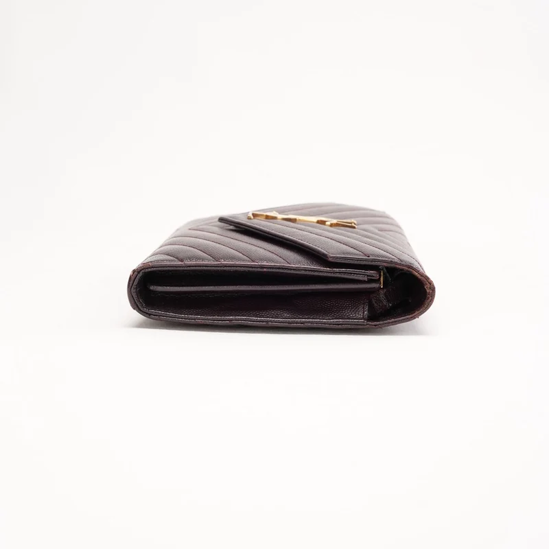 Saint Laurent Burgundy Monogram Envelope Medium Wallet on Chain 2014