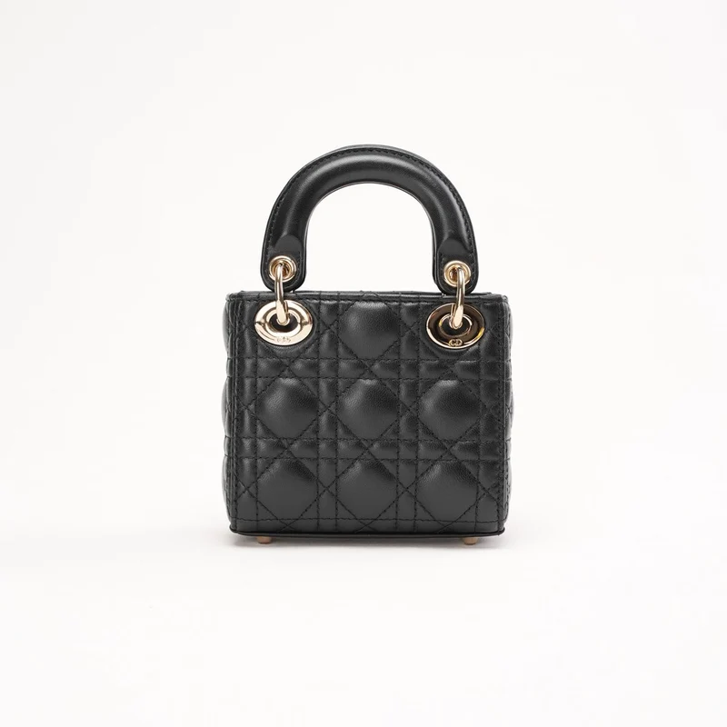 Christian Dior Micro Lady Dior Tasche aus schwarzem Cannage-Lammleder, Modell 2021