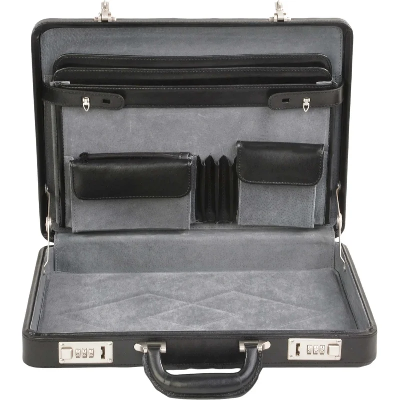 Dermata Aktenkoffer aus Leder 43 cm -Schwarz