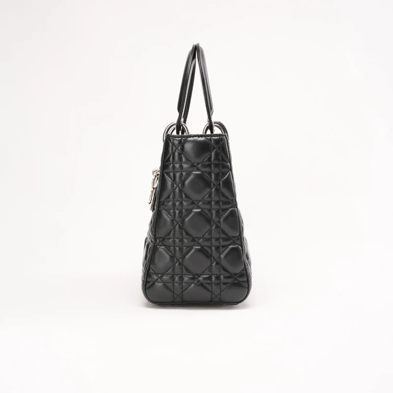 Christian Dior Medium Lady Dior Tasche aus Leder, Schwarz, 2014