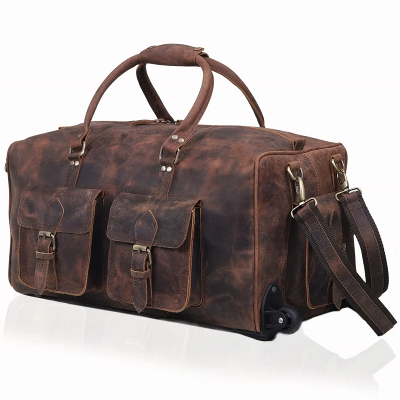 Camper Leather Wheeled Duffle Bag Combo