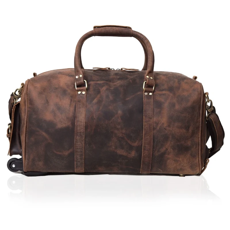 Camper Leather Wheeled Duffle Bag Combo