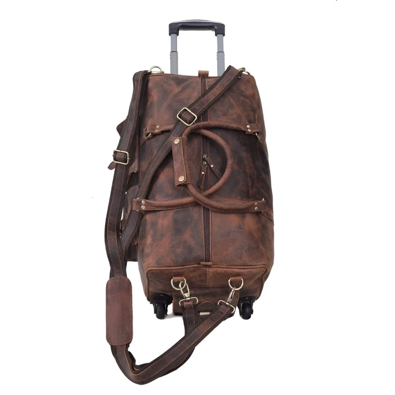 Camper Leather Wheeled Duffle Bag Combo