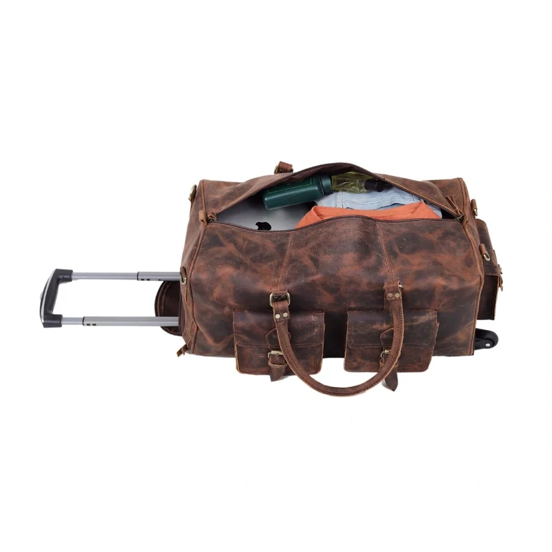 Camper Leather Wheeled Duffle Bag Combo