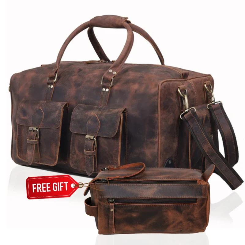 Camper Leather Wheeled Duffle Bag Combo
