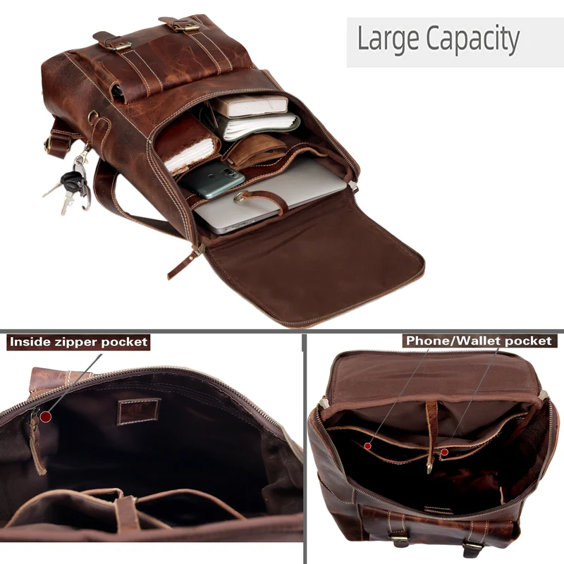 Corbin Brown Travel Leather Backpack
