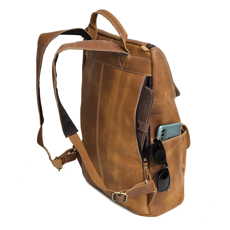Corbin Tan Travel Leather Backpack