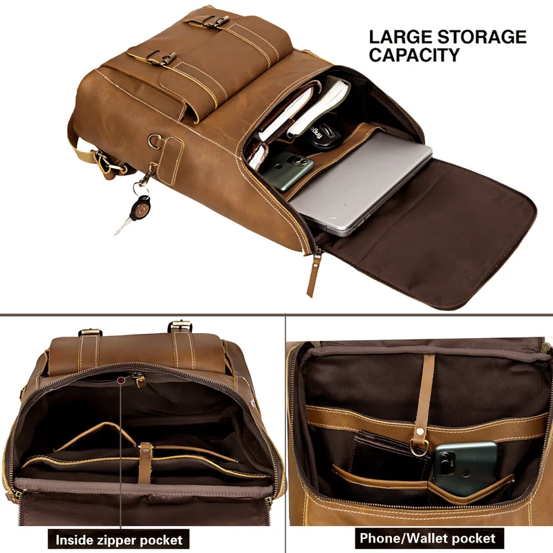 Corbin Tan Travel Leather Backpack