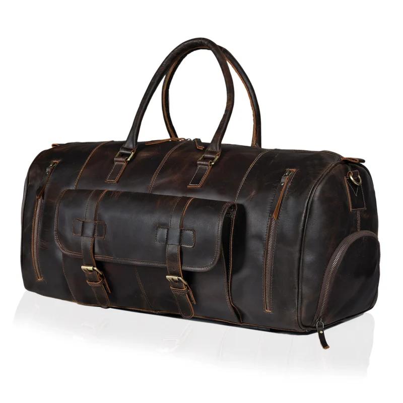 Mars Leather Duffel Bag For Men - Dark Brown