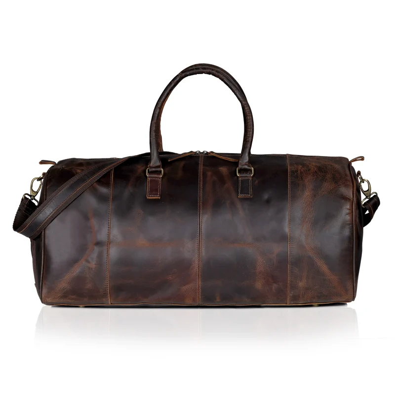 Mars Leather Duffel Bag For Men - Dark Brown