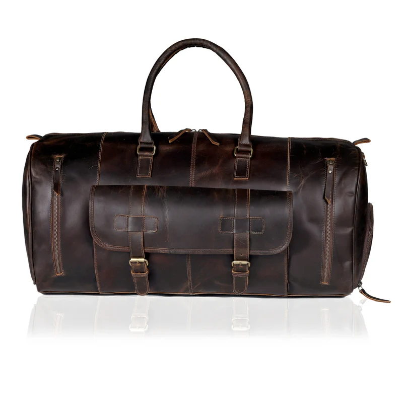 Mars Leather Duffel Bag For Men - Dark Brown