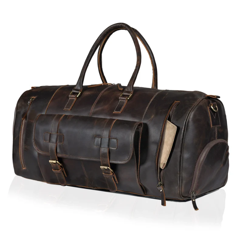 Mars Leather Duffel Bag For Men - Dark Brown