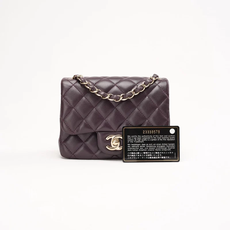 Chanel Mini Square Classic Flap Bag aus Lammleder, burgunderrot, 2017