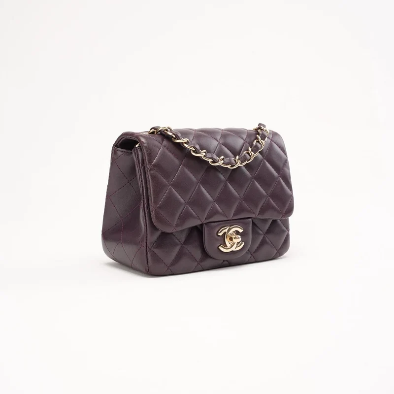 Chanel Mini Square Classic Flap Bag aus Lammleder, burgunderrot, 2017