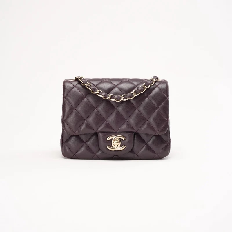 Chanel Mini Square Classic Flap Bag aus Lammleder, burgunderrot, 2017