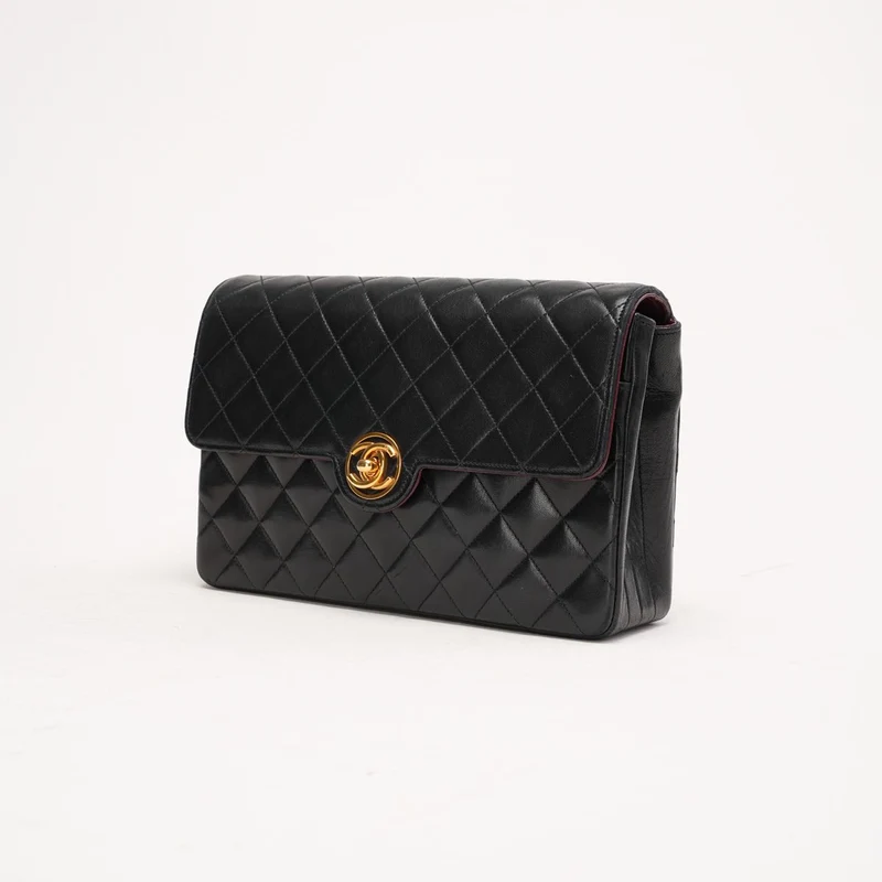 Chanel Schwarze Vintage Timeless Classic Single Flap Bag 1991