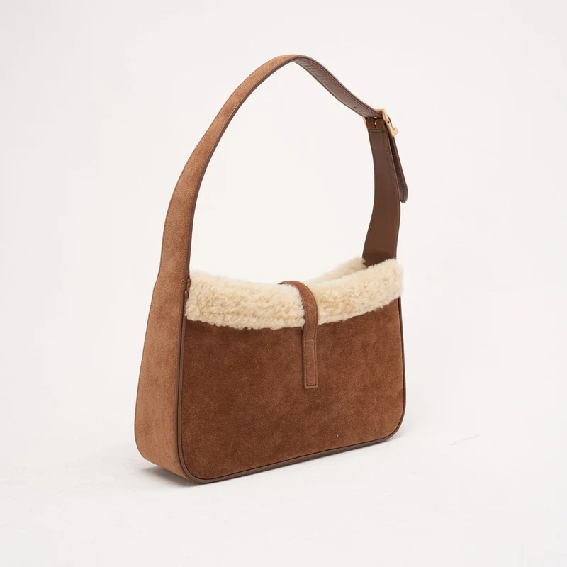 Saint Laurent Le 5à 7 Hobo-Tasche aus Wildleder und Shearling 2022