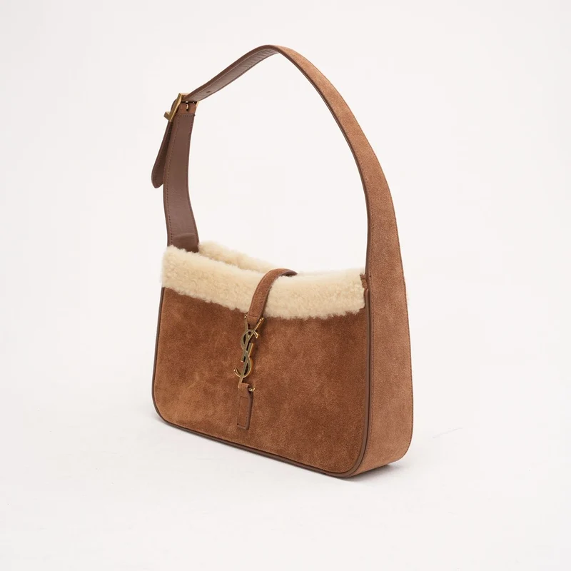 Saint Laurent Le 5à 7 Hobo-Tasche aus Wildleder und Shearling 2022