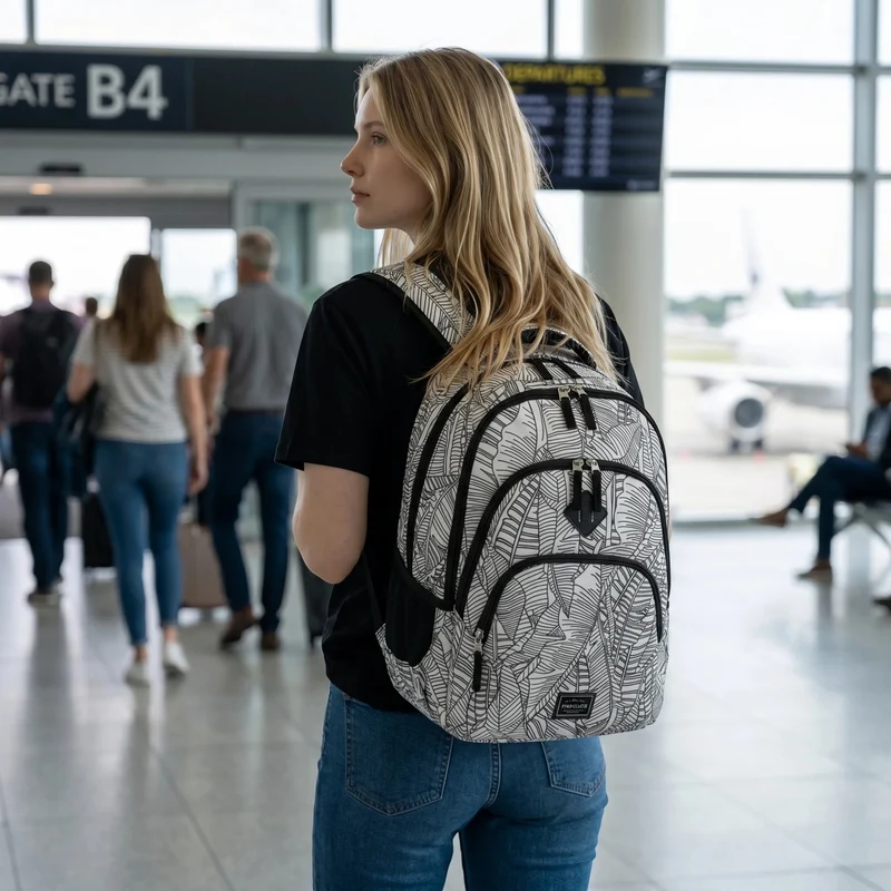 Travelite Basics Rucksack mit Laptopfach 45 cm -Print White