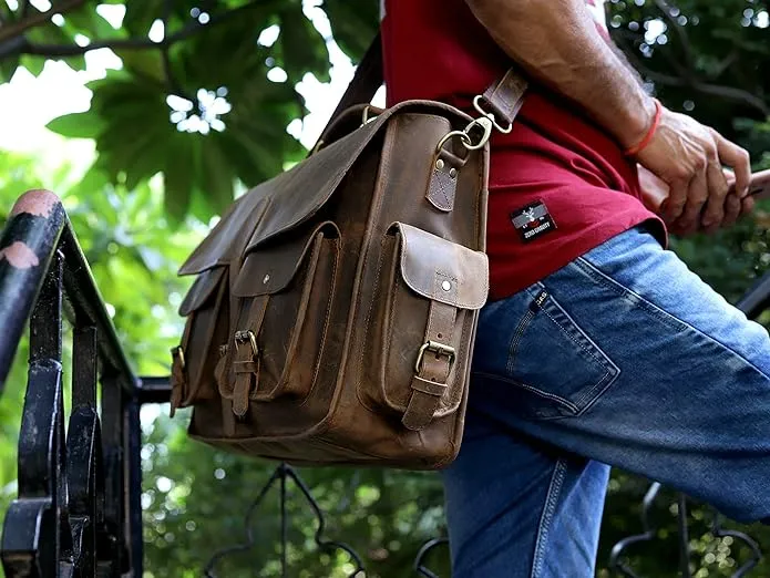 Colton Buffalo Leather Laptop Messenger Bag