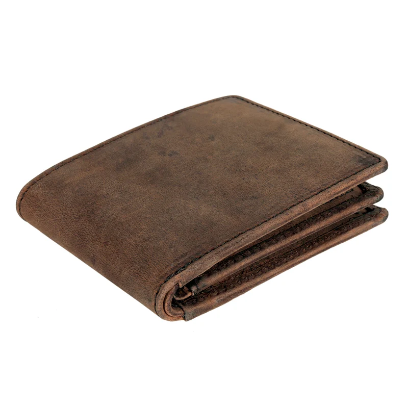 Men's Bifold Leather Wallet - Brown